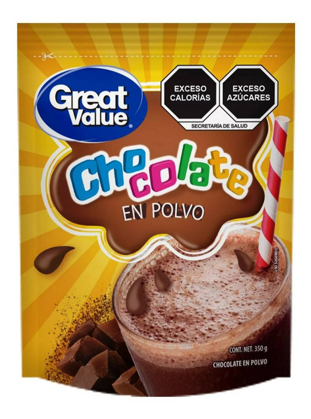 Sobre Chocolate en Polvo "great Value" 350 GR